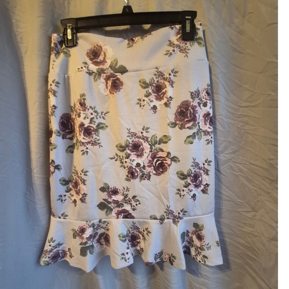 Agnes & Dora Flounce Skirt Floral Midi Ruffle Hem Pink Green Women Size M 8-10